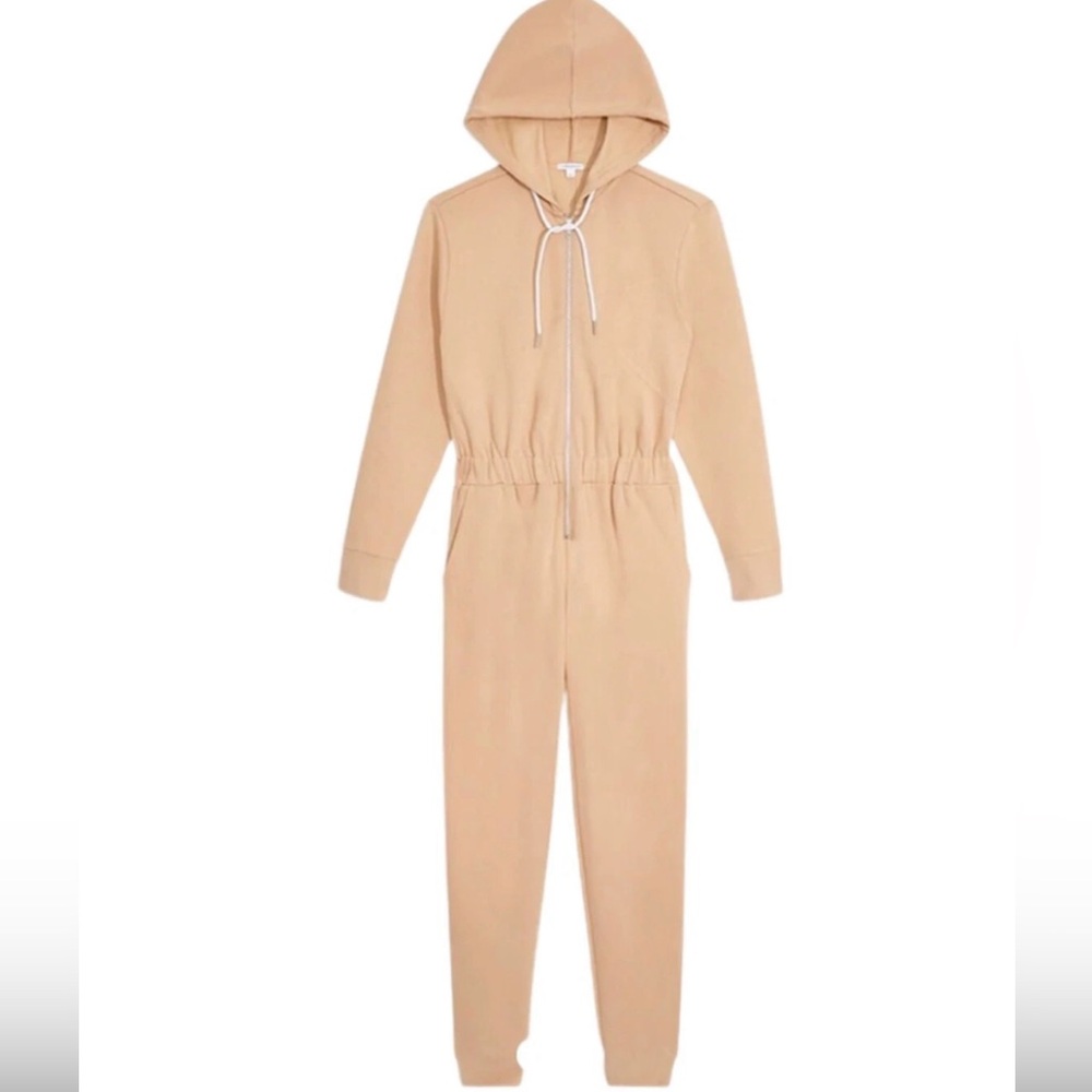 WeWoreWhat Tan cozy Hooded Jumpsuit